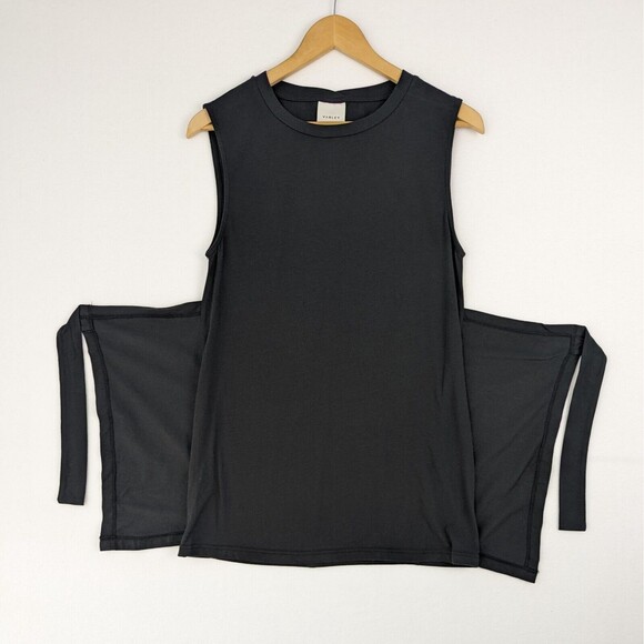 Varley Womens Small Napa Tie Waist Wrap Black Pima Cotton Tank Top - Picture 3 of 10
